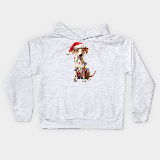 Christmas Italian Greyhound Kids Hoodie by Chromatic Fusion Studio